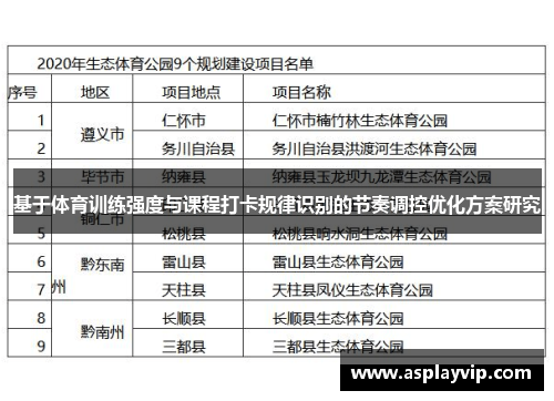 基于体育训练强度与课程打卡规律识别的节奏调控优化方案研究